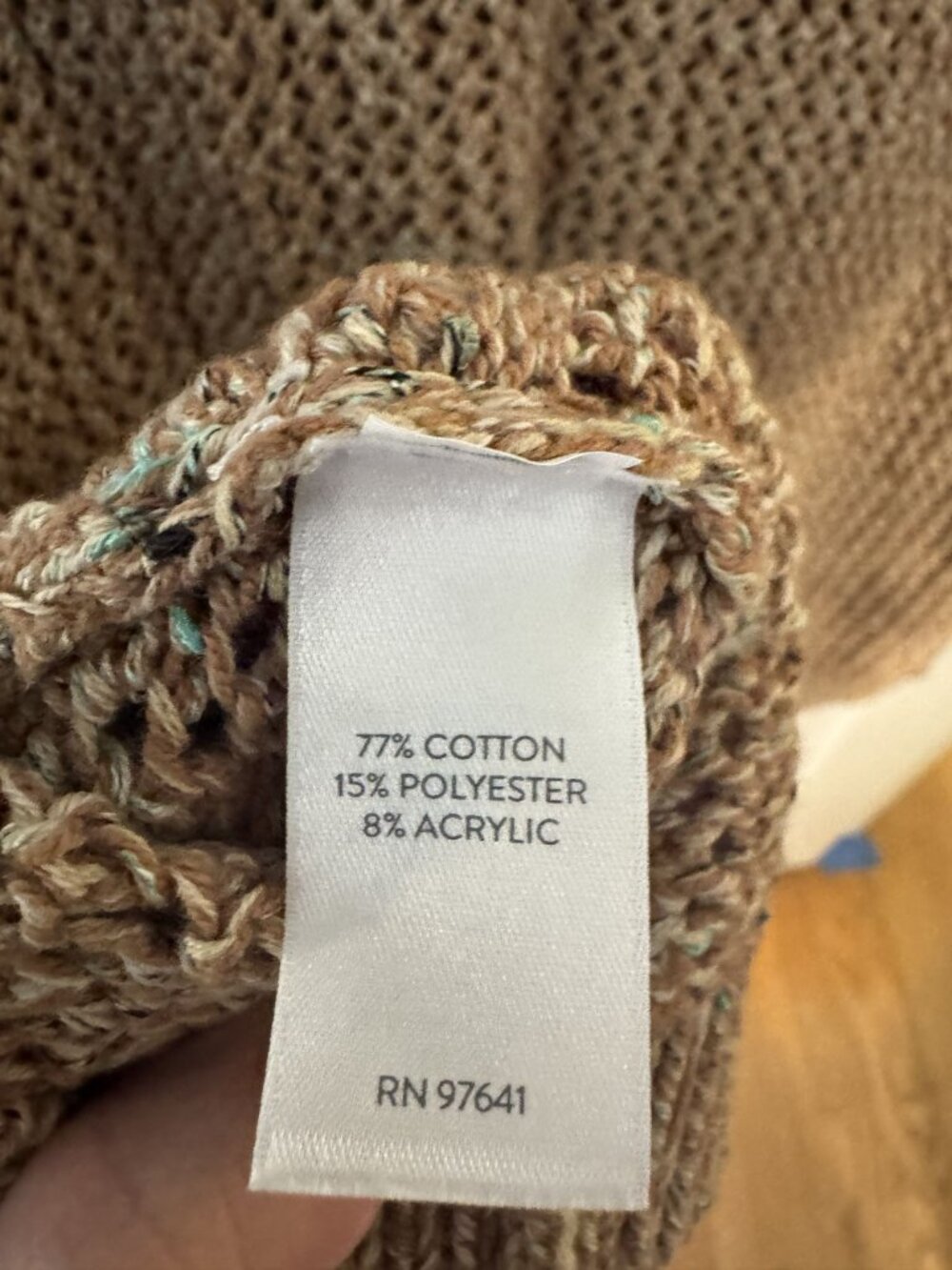 NWT J. Jill XL Button-Up Open-Knit Cardigan Sweater In Rattan Multi Cotton Blend - Picture 7 of 8